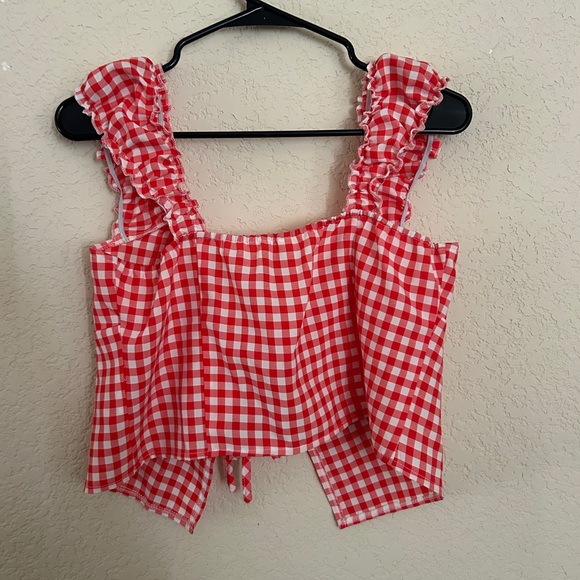 Red Gingham Ruffle Top - Picture 3 of 3
